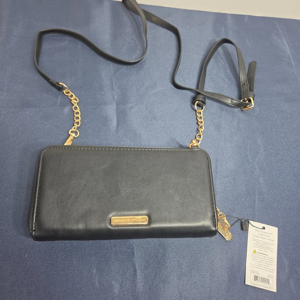 Adrienne Vittadini Downtown Collection Double Wallet w/Removable Strap Black